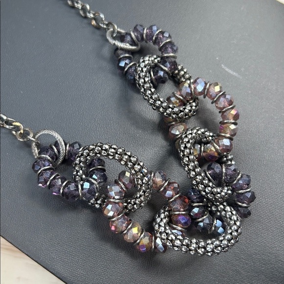 New York and Company Purple Glass and Gunmetal Necklace - Picture 4 of 4